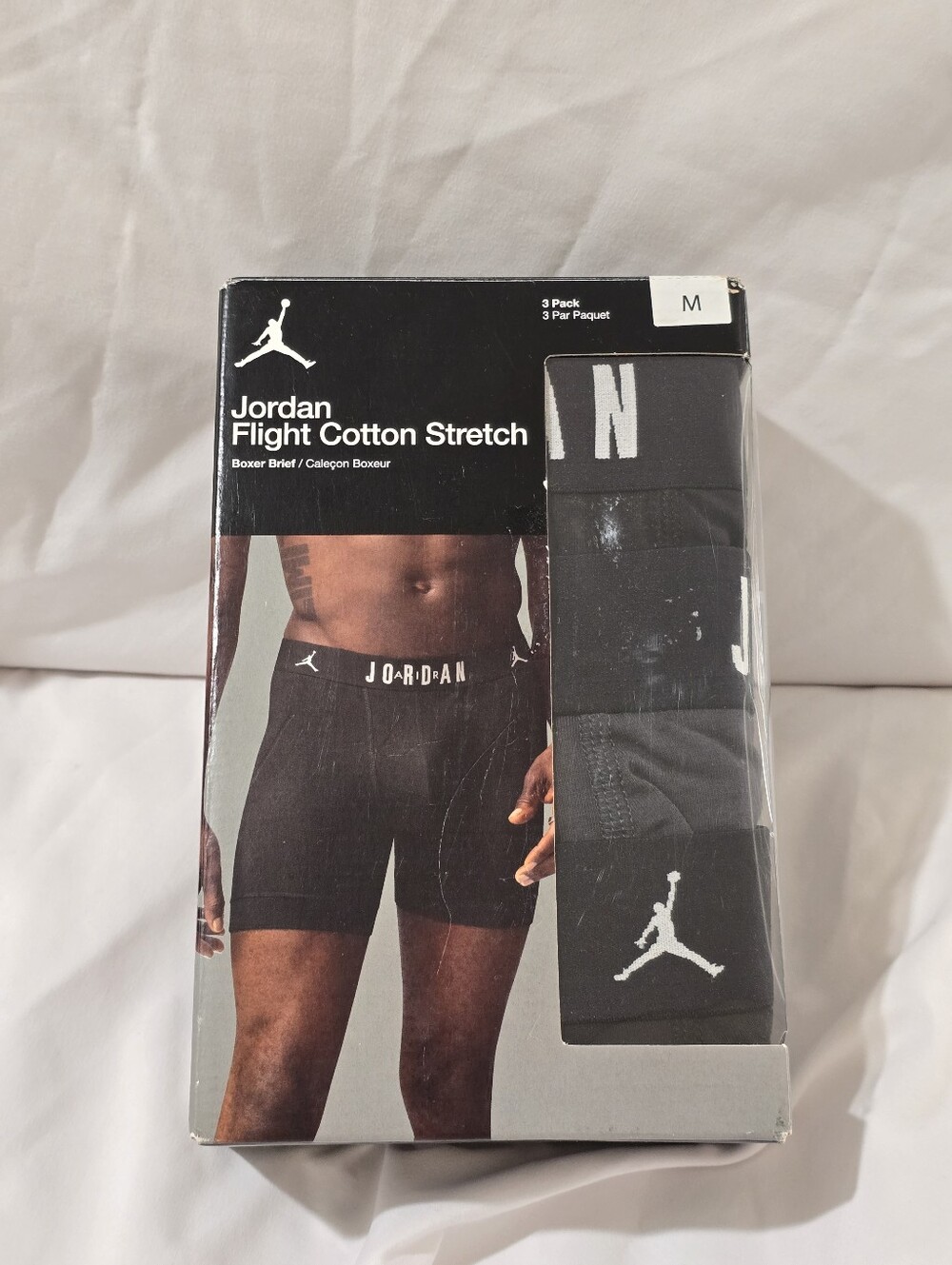 NWT Jordan Men's 3 Pack Flight Cotton Stretch Boxer Brief Medium Gray Black